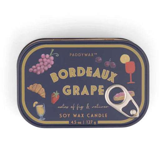 Bordeaux Grape Tin Bistro Ceramic Candle