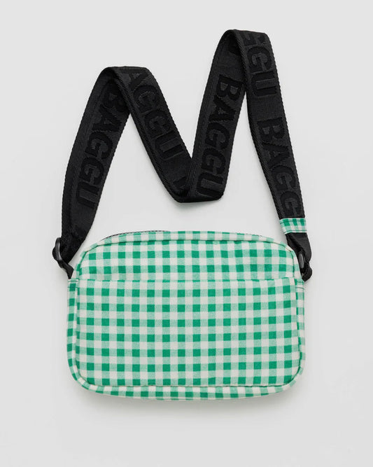 Green Gingham Baggu Camera Crossbody