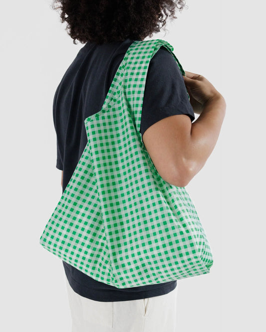 Green Gingham Baggu Reusable Bag