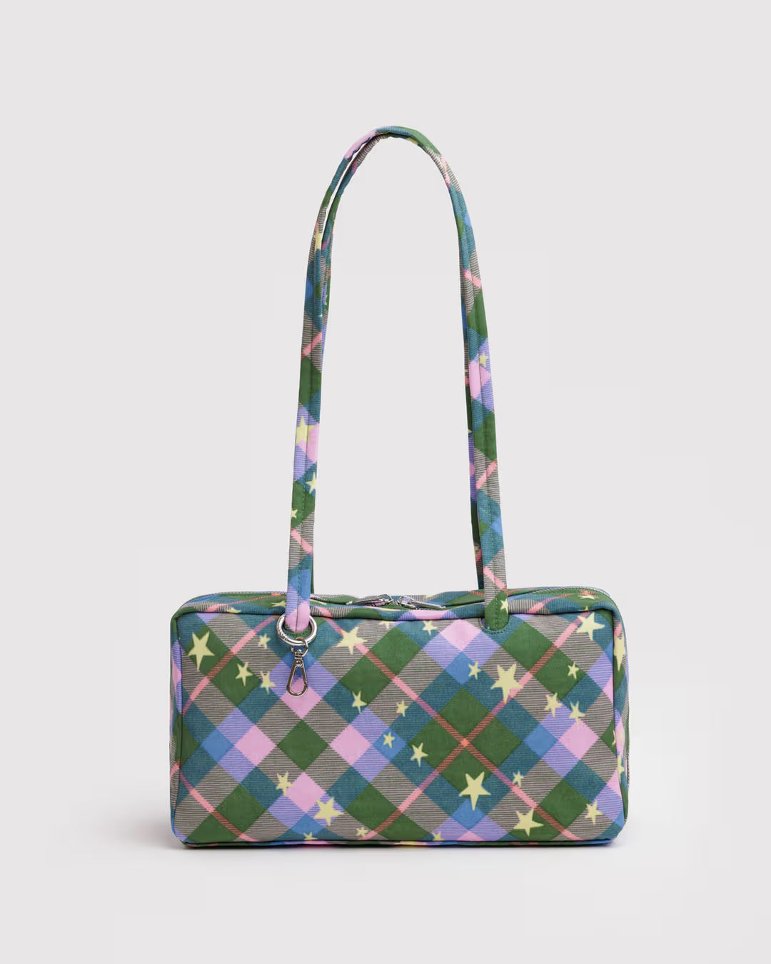 Green Plaid Star Nylon Bowler Baggu