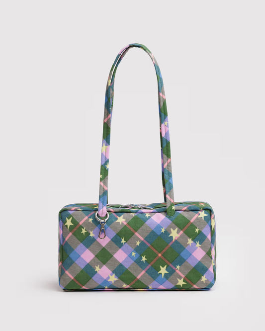Green Plaid Star Nylon Bowler Baggu