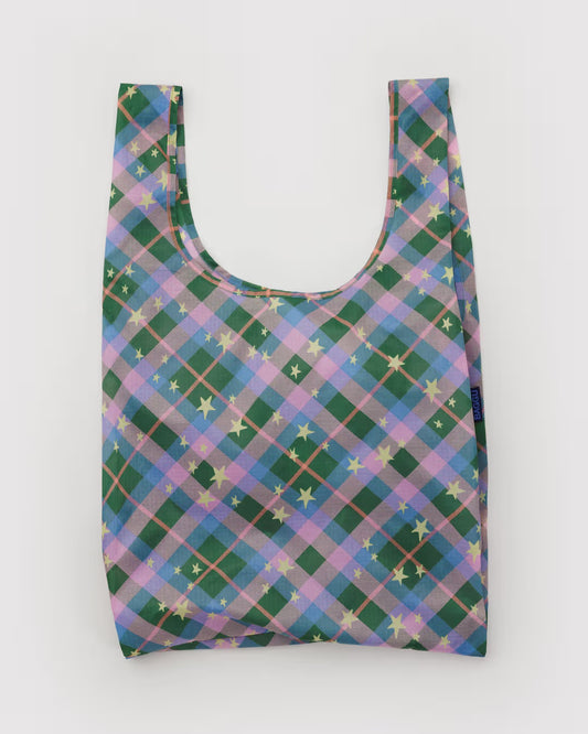 Green Star Plaid Baggu Reusable Bag