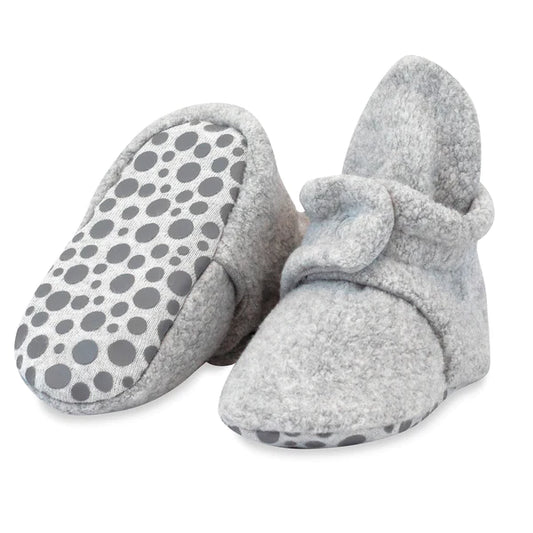 Heather Grey Cozie Fleece Gripper Bootie