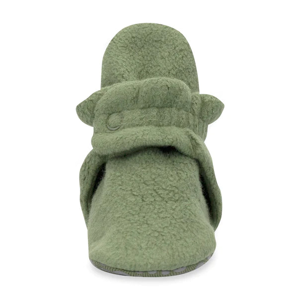 Olive Green Cozie Fleece Gripper Bootie