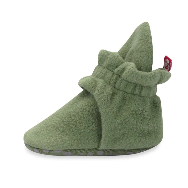 Olive Green Cozie Fleece Gripper Bootie