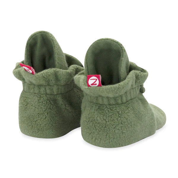 Olive Green Cozie Fleece Gripper Bootie