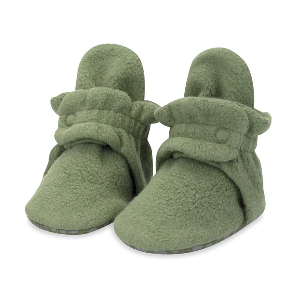 Olive Green Cozie Fleece Gripper Bootie