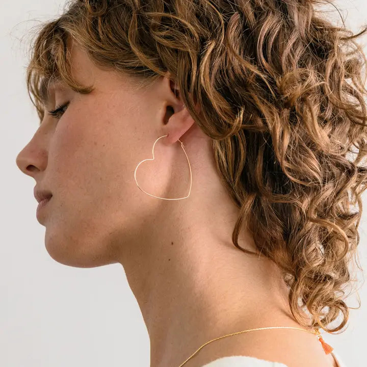 Sterling Silver Heart Hoop Earrings