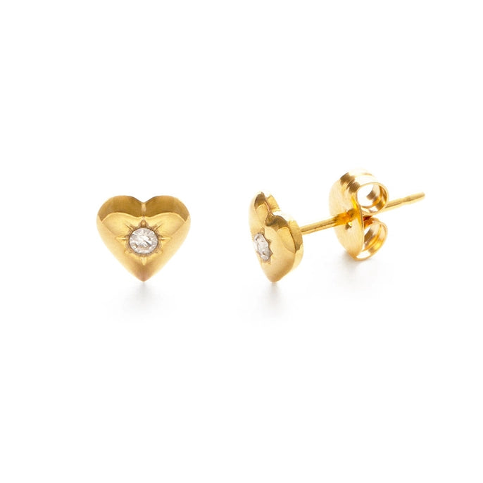 Hearts with Crystals Stud Earrings