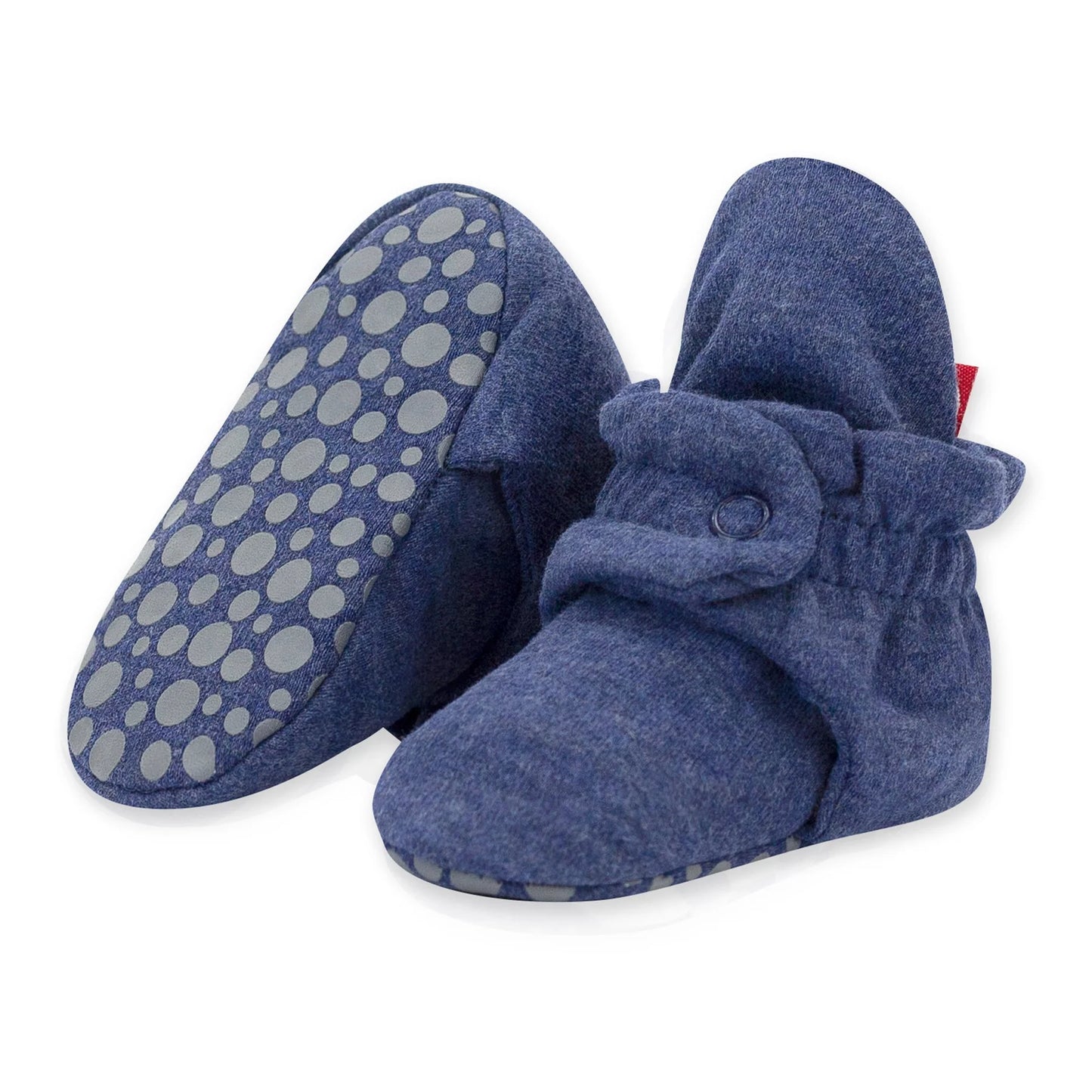 Heather Navy Cozie Fleece Gripper Bootie