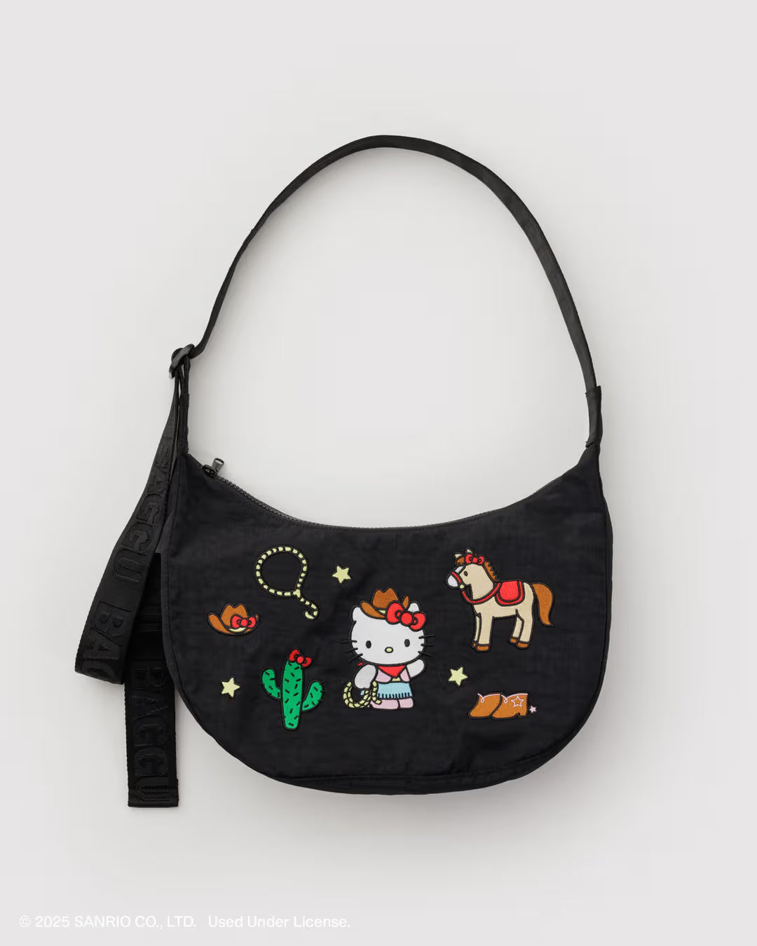 Embroidered Hello Kitty Western Medium Crescent Baggu