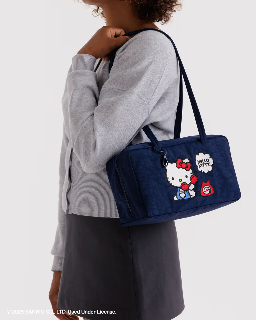Embroidered Hello Kitty Phone Nylon Bowler Baggu