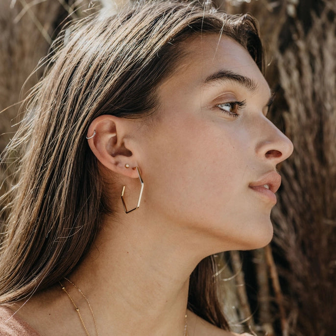 Hexagon Hoop Earrings