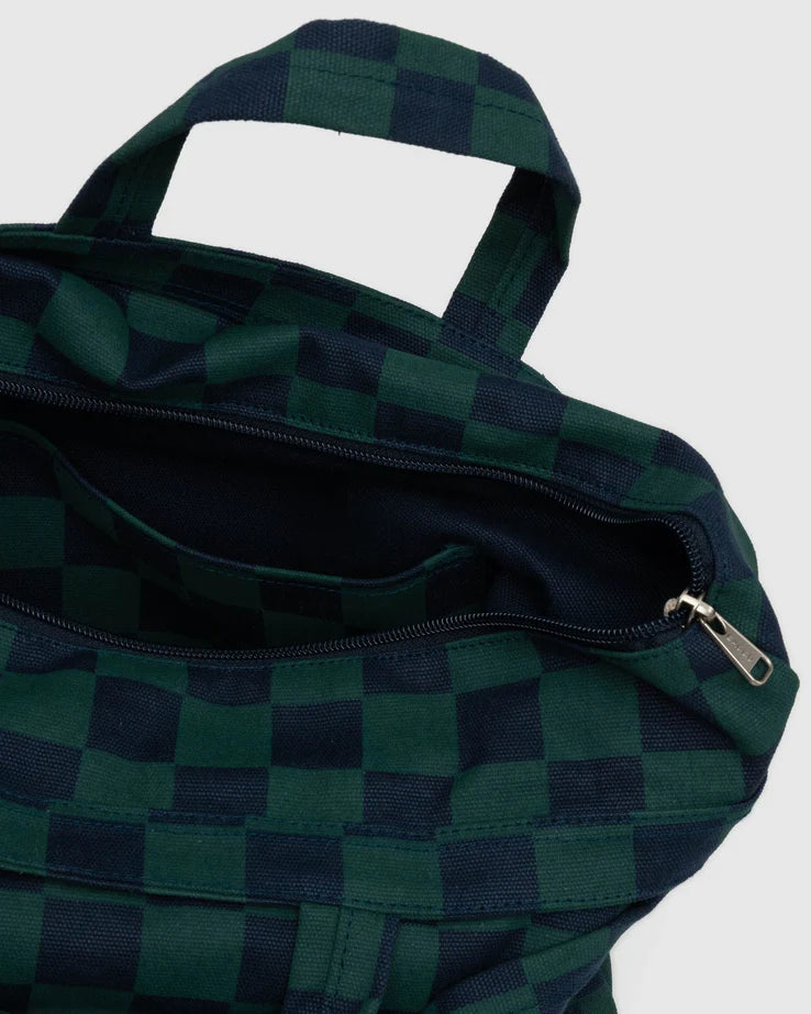 Navy and Green Check Horizontal Baggu Duck Bag