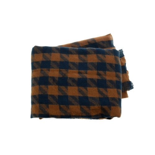 Caramel & Navy Houndstooth Scarf
