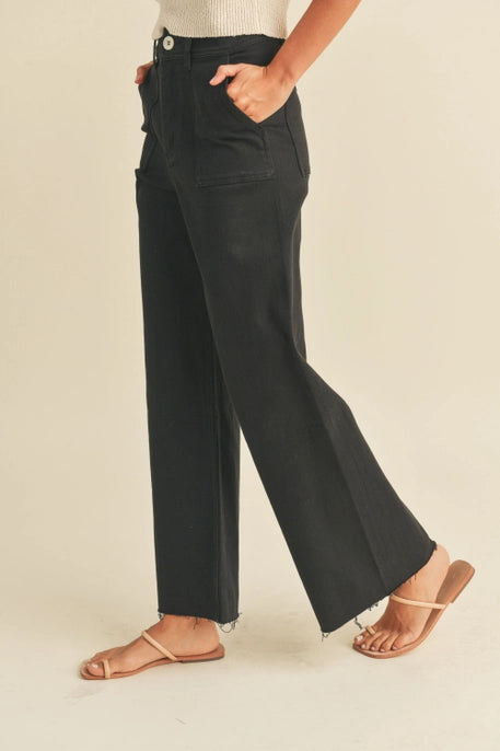 Dye & Wash Cotton Wide Leg Pants