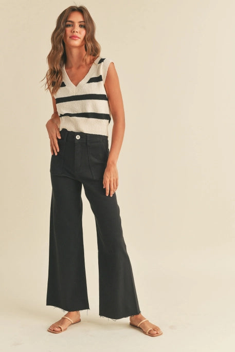 Dye & Wash Cotton Wide Leg Pants