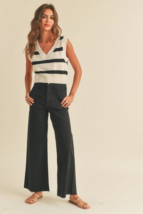 Dye & Wash Cotton Wide Leg Pants