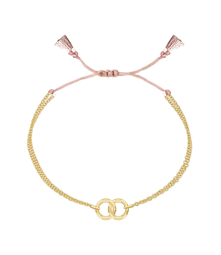 Interlocking Circles Pink Tassel Bracelet