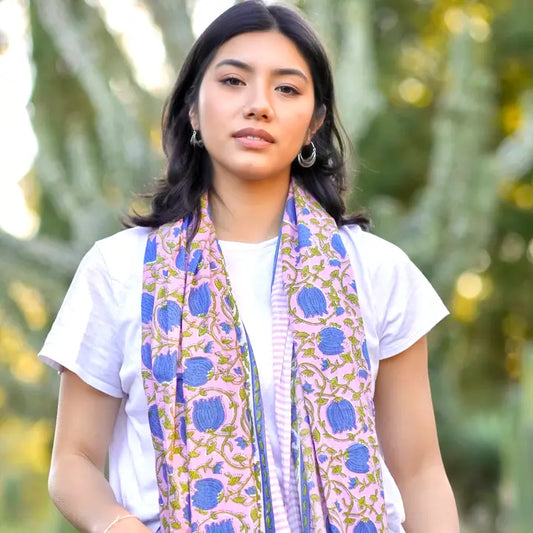 Aisha Cotton Block Print Scarf