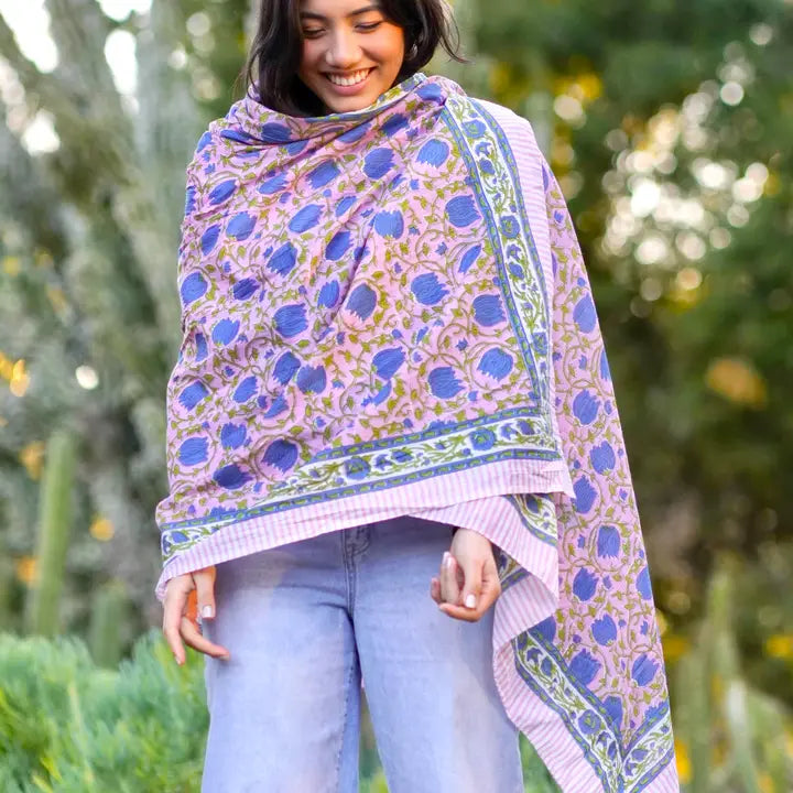 Aisha Cotton Block Print Scarf