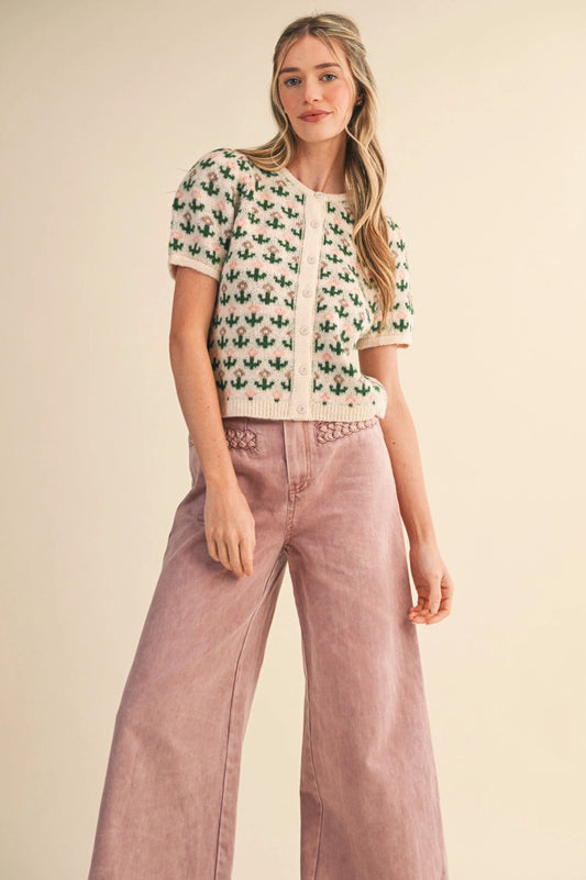 Floral Short Sleeve Cardigan