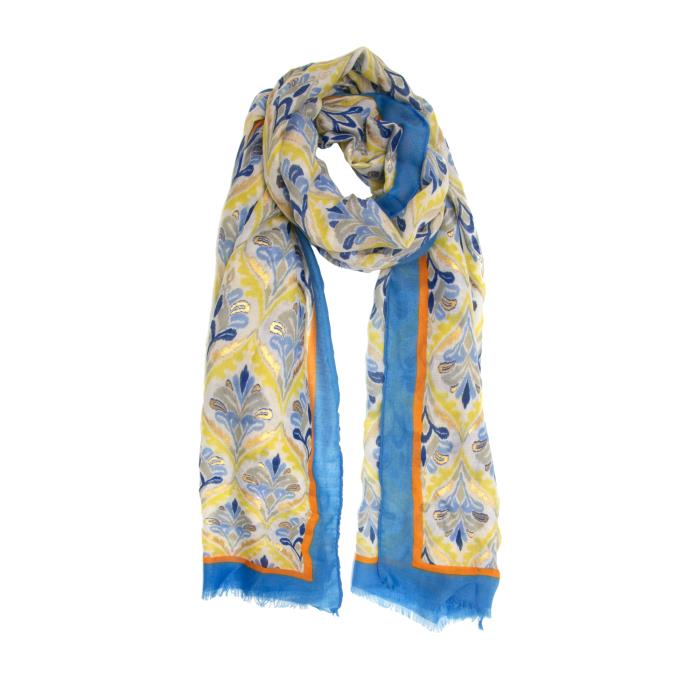 Blue Ogee w/ Gold Paint Scarf