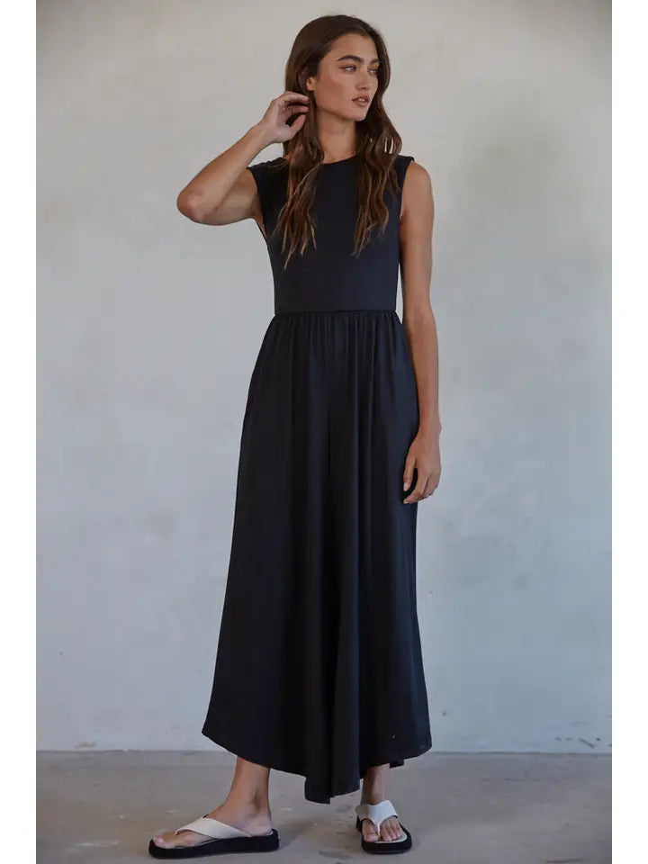 Sleeveless Open Back Wide Leg Jumpsuit