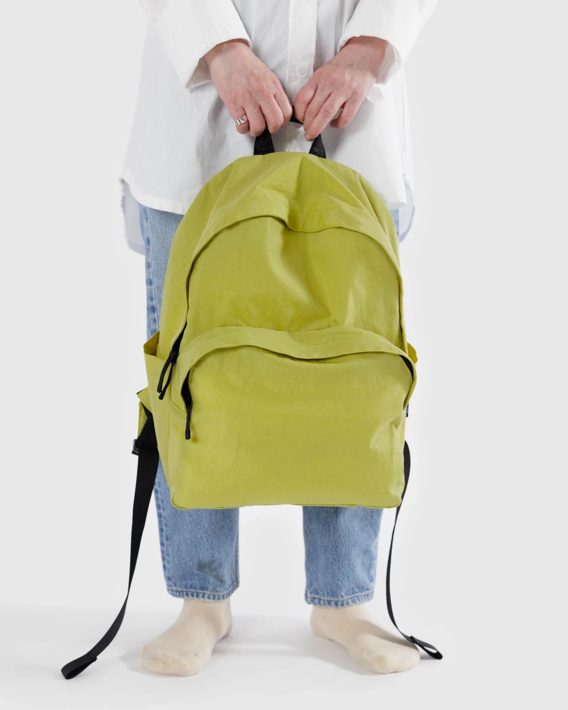 canvas mini backpack baggu Charm Heavyweight nylon (59% Recycled) Large pocket measures Baggu Canvas Mini Backpack Baggu