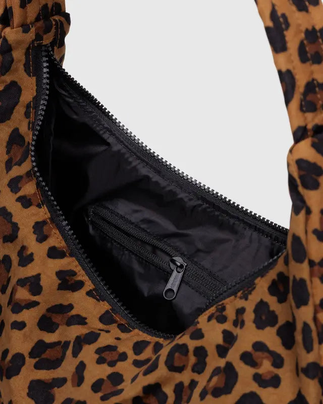 Leopard Print Nylon Baggu Shoulder Bag