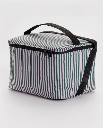 Lilac Candy Stripe Puffy Cooler Bag