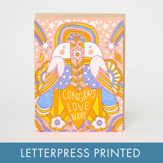 Congrats Love Birds Wedding Card