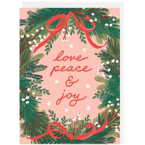 Love, Peace, & Joy Holiday Wreath Boxed Cards