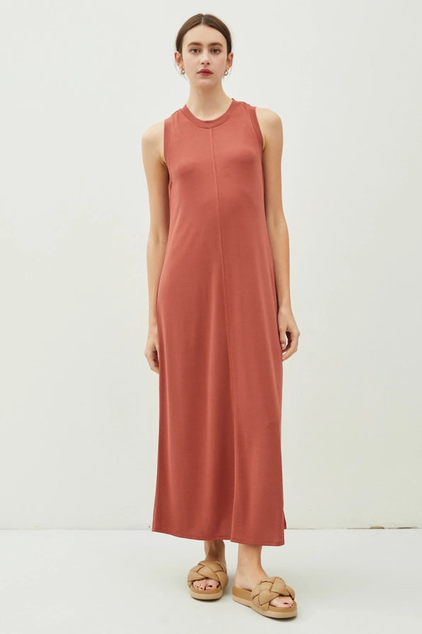 Jersey Crewneck Sleeveless T-Shirt Maxi Dress