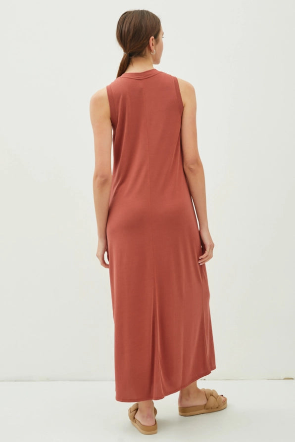 Jersey Crewneck Sleeveless T-Shirt Maxi Dress