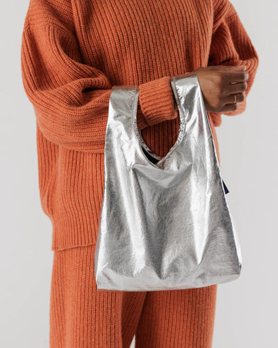 Metallic Silver Baggu Reusable Bag