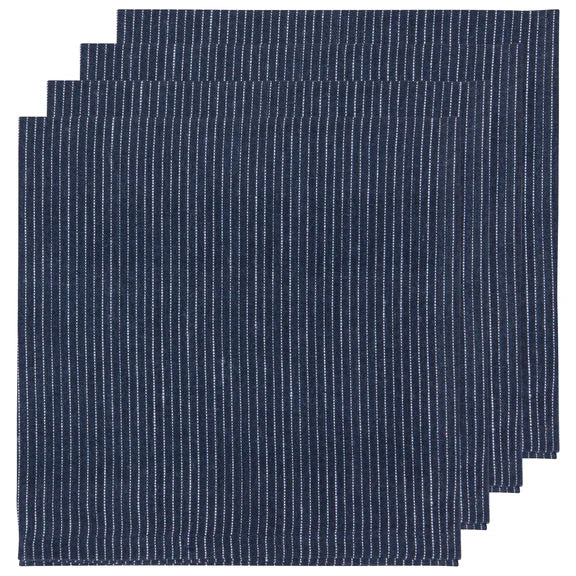 Midnight Linen Pinstripe Napkin Set