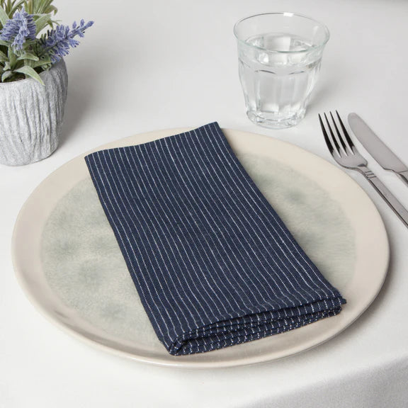 Midnight Linen Pinstripe Napkin Set