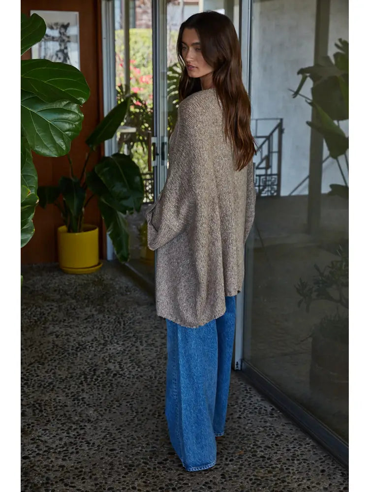 Quarter Sleeve Open Front Cardigan