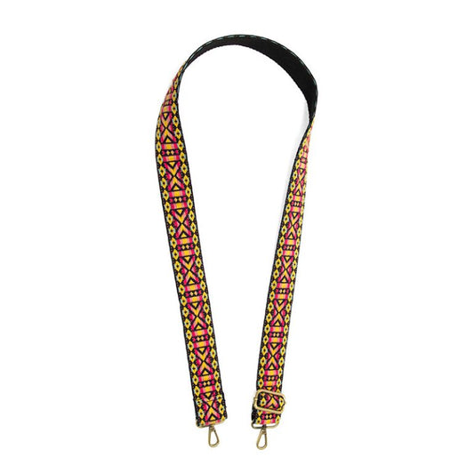 Multi Modern Geo Embroidered Jaquard Guitar Strap