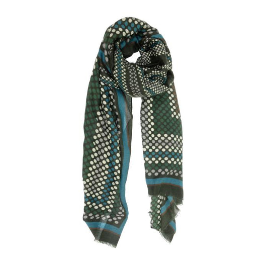 Multicolored Teal Dot Block Scarf