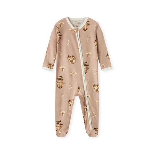 Mushrooms Organic Cotton Zipper Footie