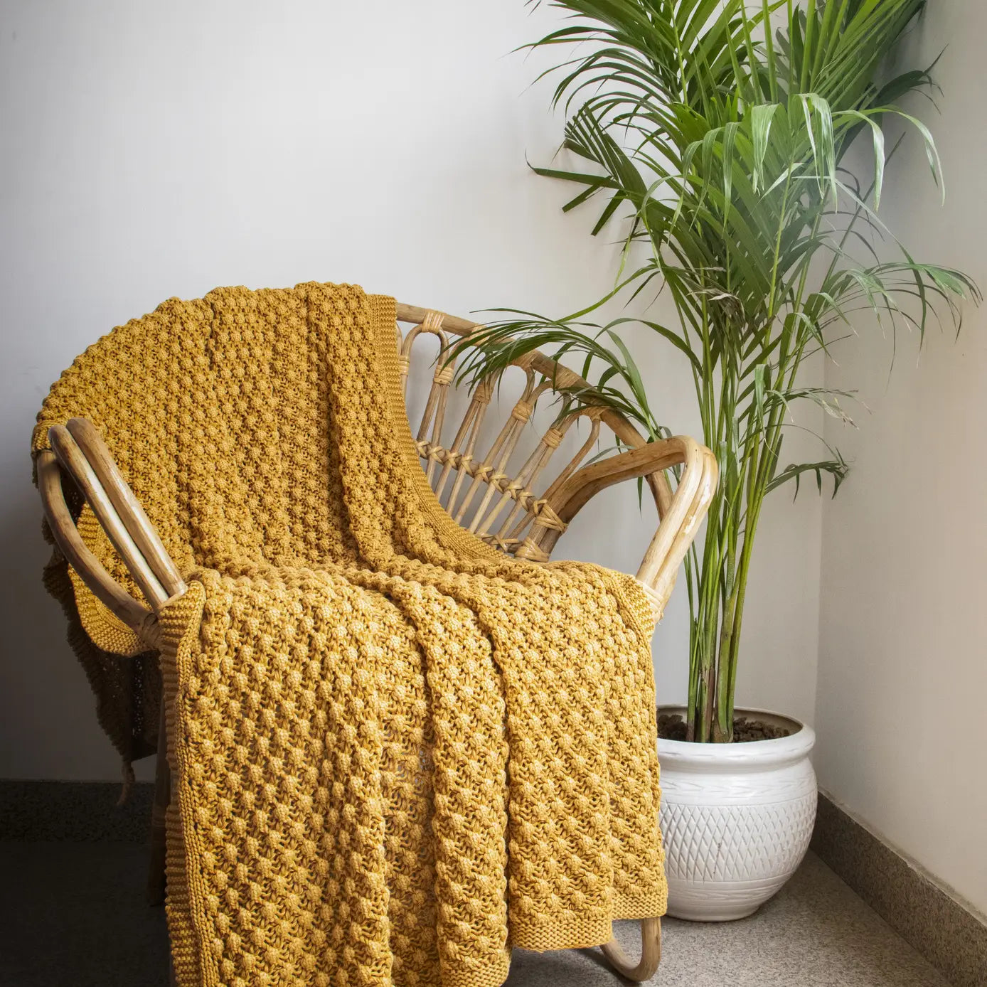 Popcorn Knitted Throw