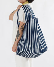 Load image into Gallery viewer, Navy Stripe Baggu Reusable Bag