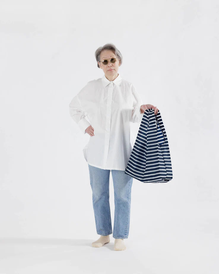 Navy Stripe Baggu Reusable Bag