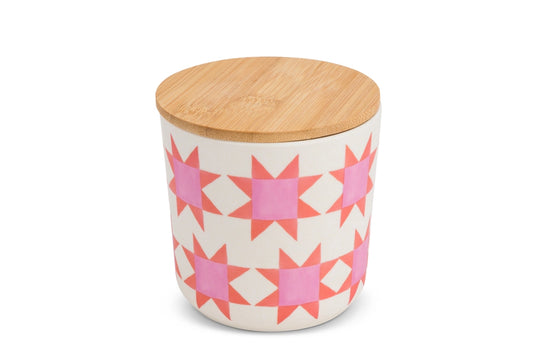 Pink Quilt Bamboo Canister