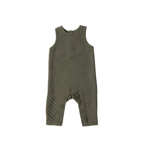 Olive Cozy Quilted Romper Overalls