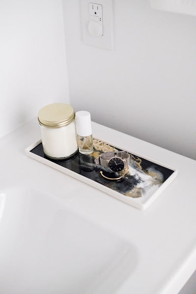 Black & Gold Small Ceramic Resin Tray