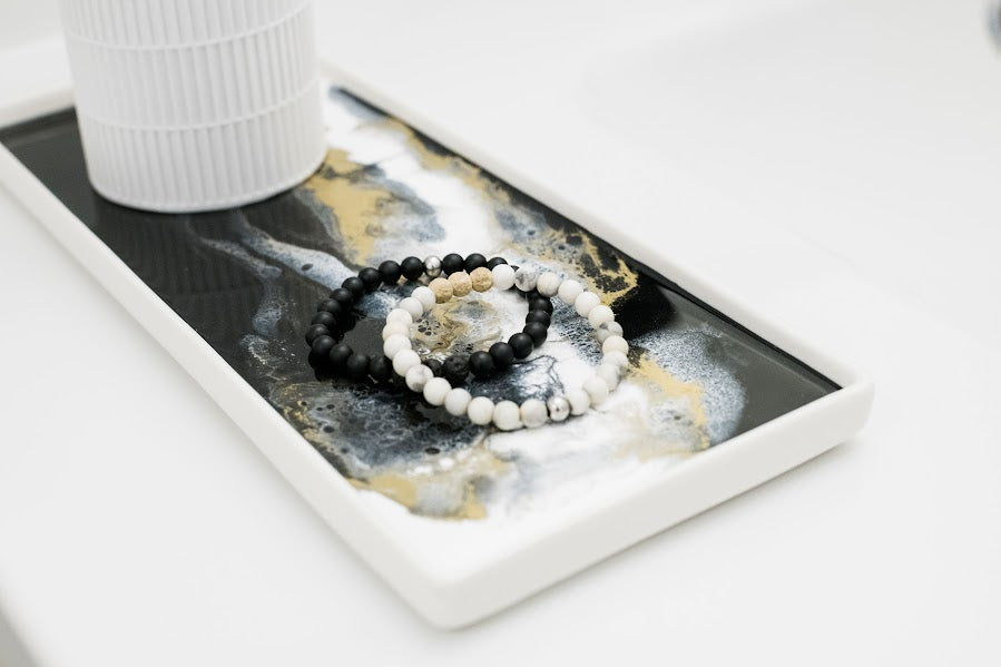 Black & Gold Small Ceramic Resin Tray