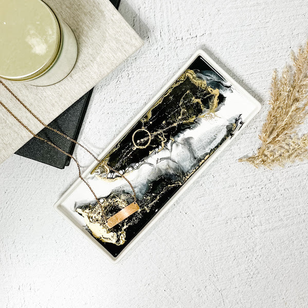 Black & Gold Small Ceramic Resin Tray